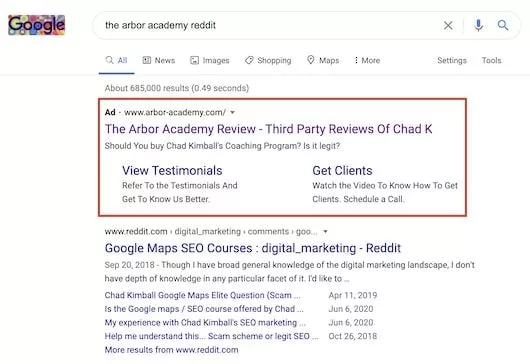 Arbor Academy Ad Review Funnel